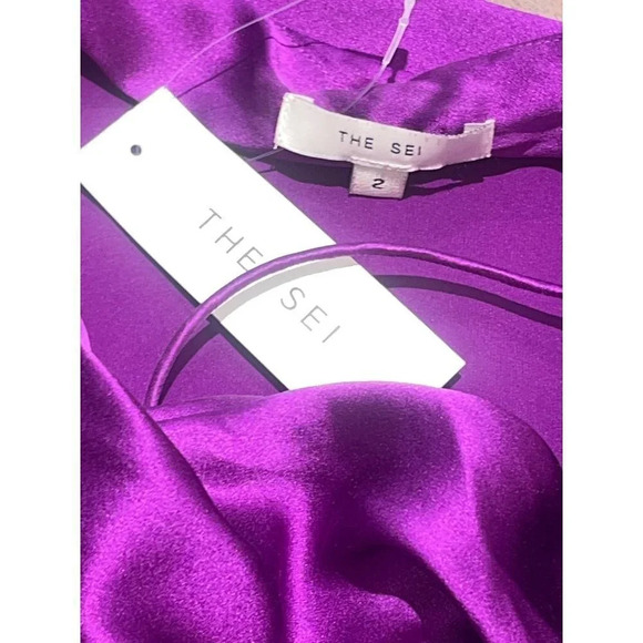 The Sei Strapped Cowl Neck Mini Dress in Acai 2 New Womens Mini Satin - Picture 9 of 12